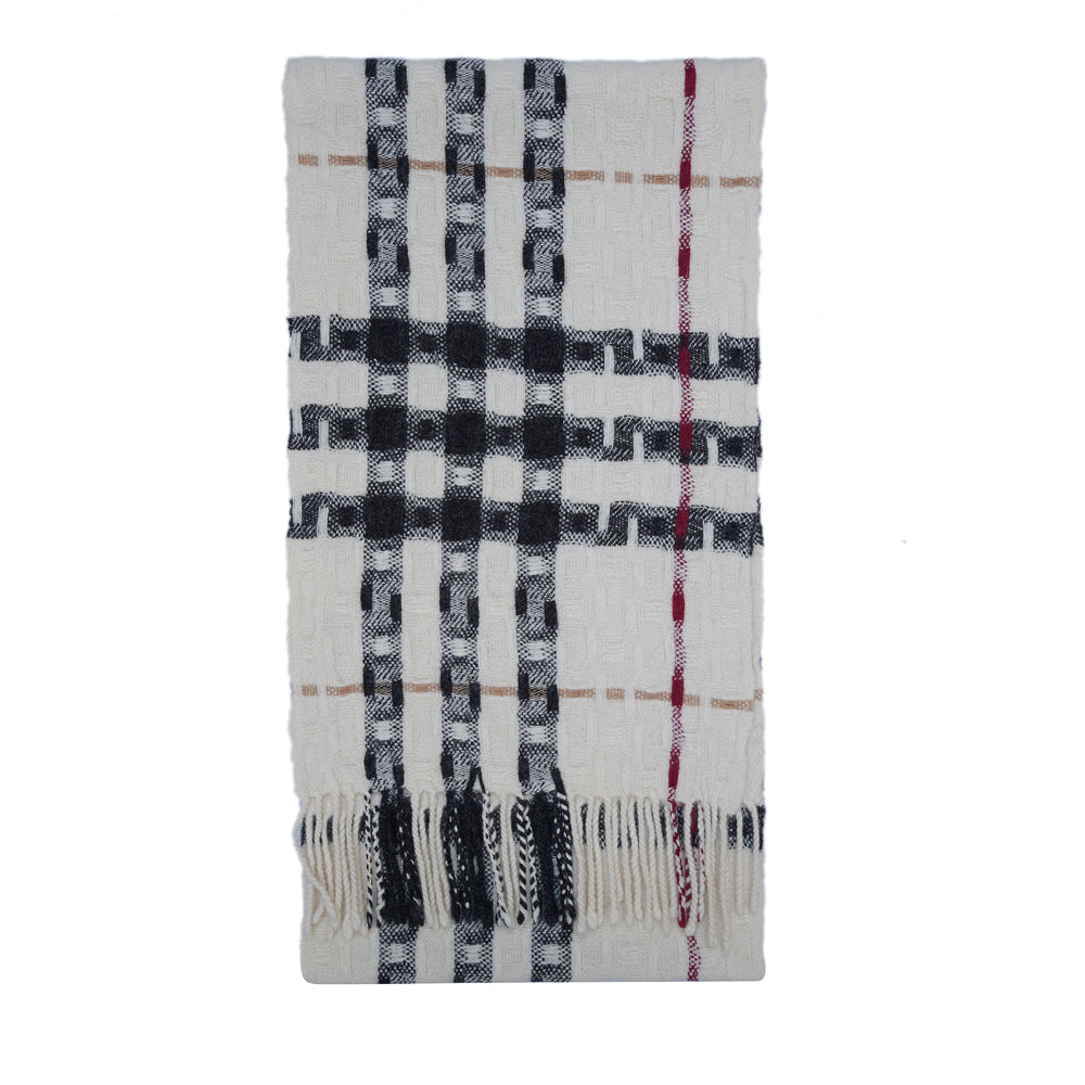 Merino/Cashmere Plaid Print Vintage Pre-Loved Scarf