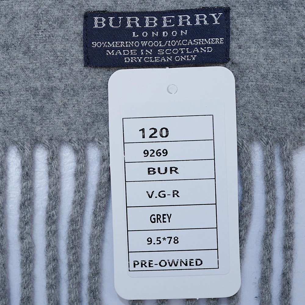 Merino/Cashmere Striped Print Vintage Pre-Loved Scarf