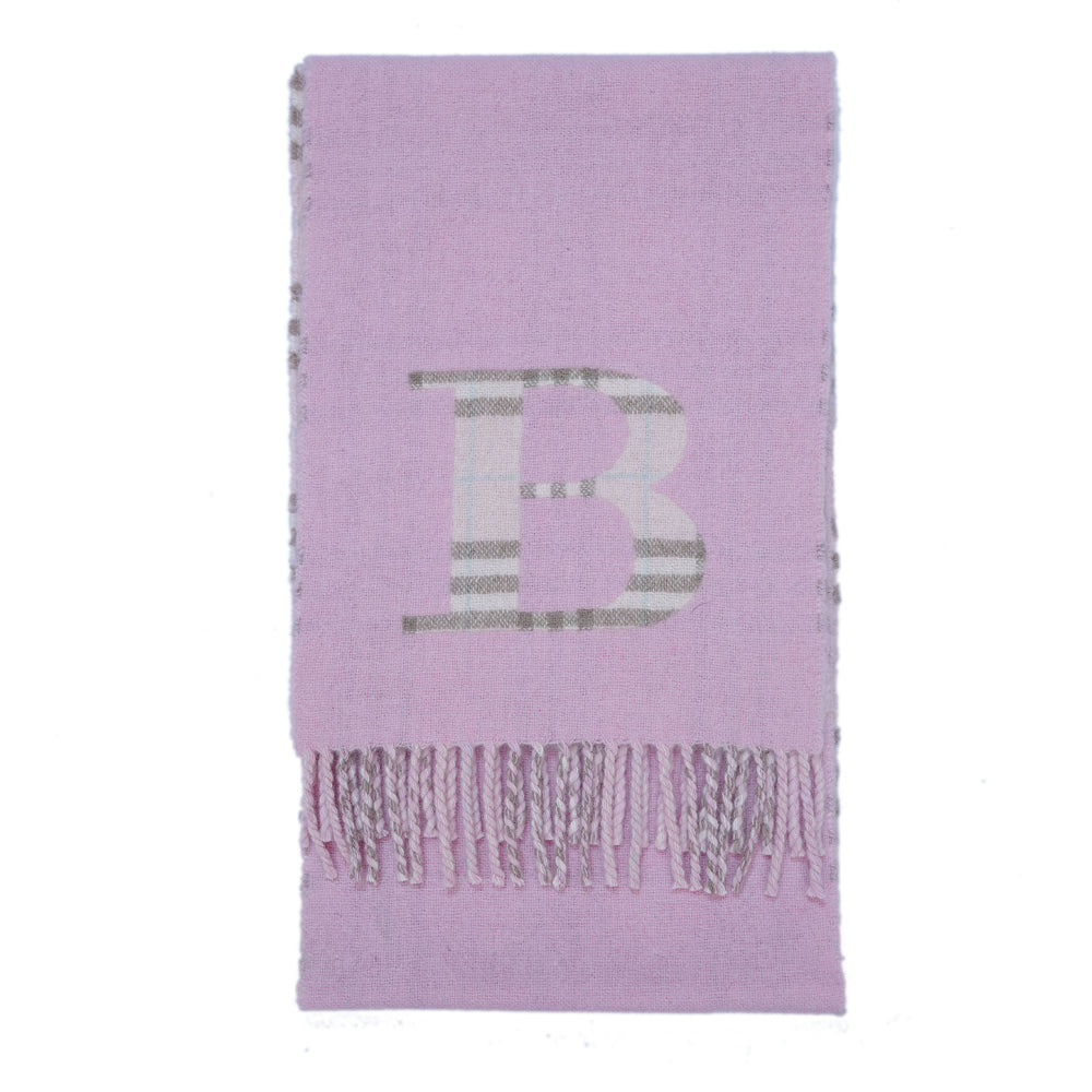 Merino/Cashmere Logo & Plaid Print Vintage Pre-Loved Scarf