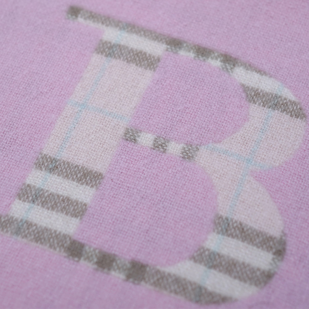 Merino/Cashmere Logo & Plaid Print Vintage Pre-Loved Scarf