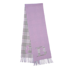 Merino/Cashmere Logo & Plaid Print Vintage Pre-Loved Scarf