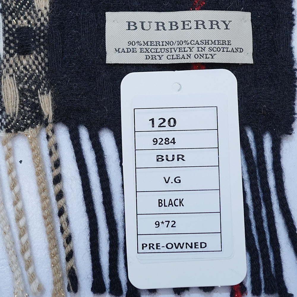 Merino/Cashmere Plaid Print Vintage Pre-Loved Scarf