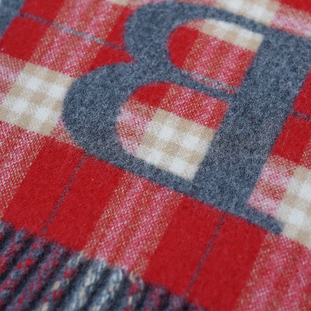 Merino/Cashmere Logo Plaid Print Vintage Pre-Loved Scarf
