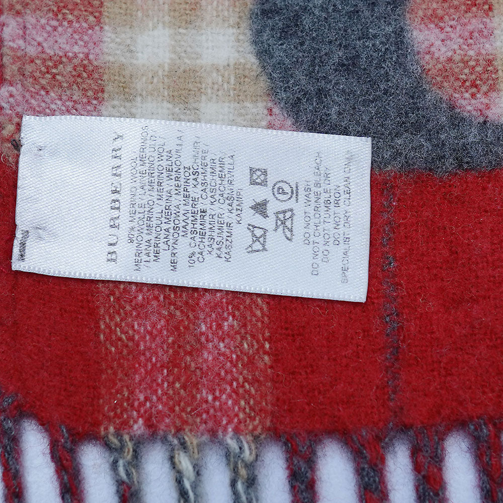 Merino/Cashmere Logo Plaid Print Vintage Pre-Loved Scarf