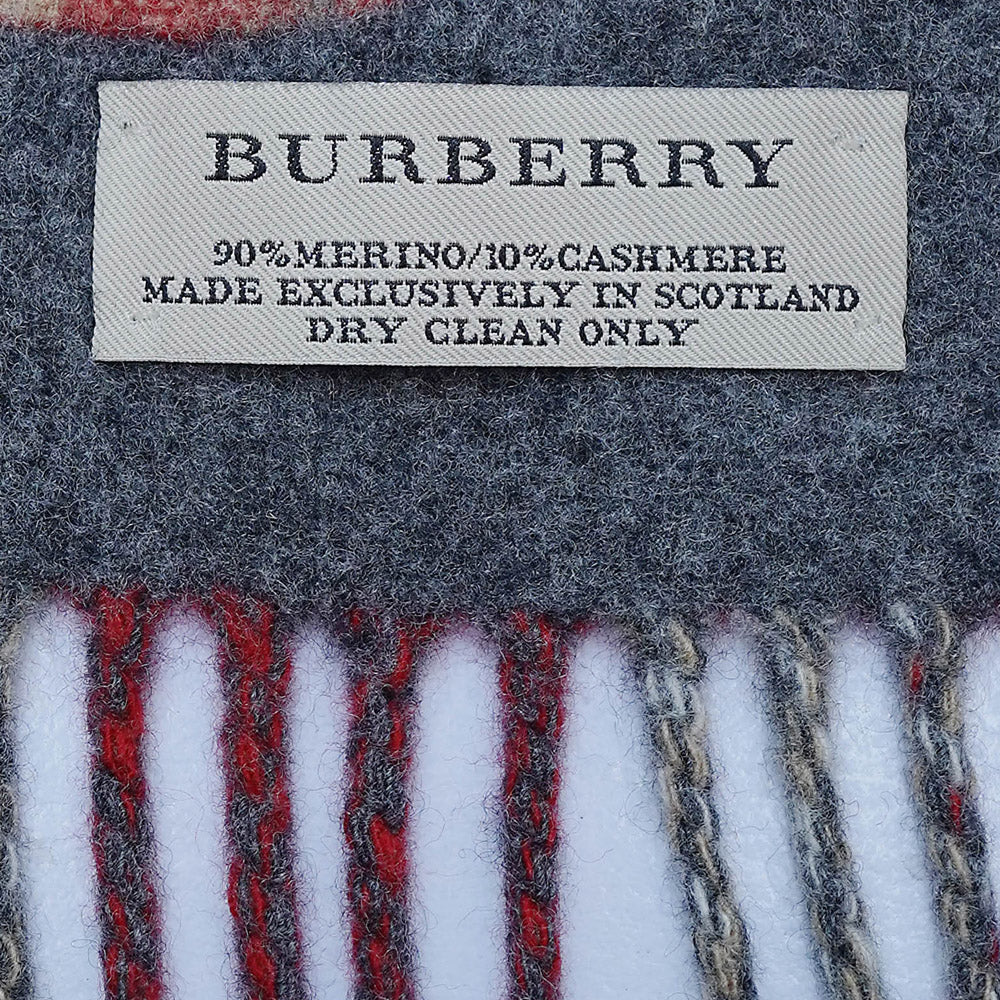 Merino/Cashmere Logo Plaid Print Vintage Pre-Loved Scarf