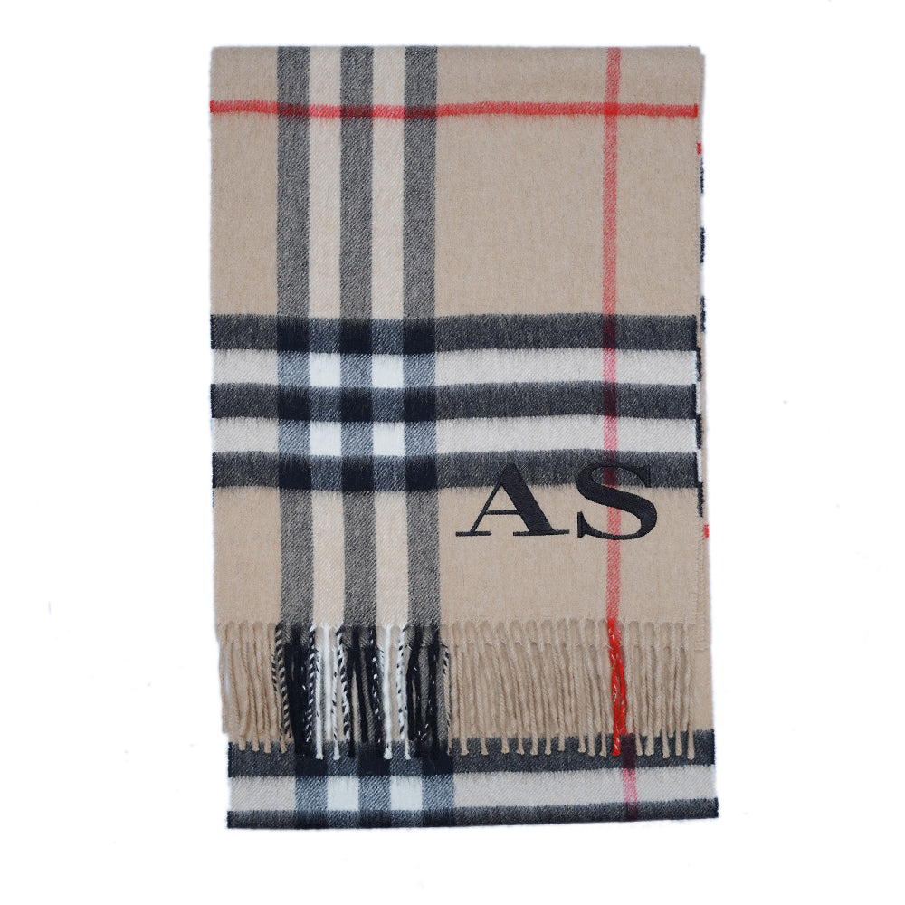 Cashmere Large Check Vintage Pre-Loved Scarf