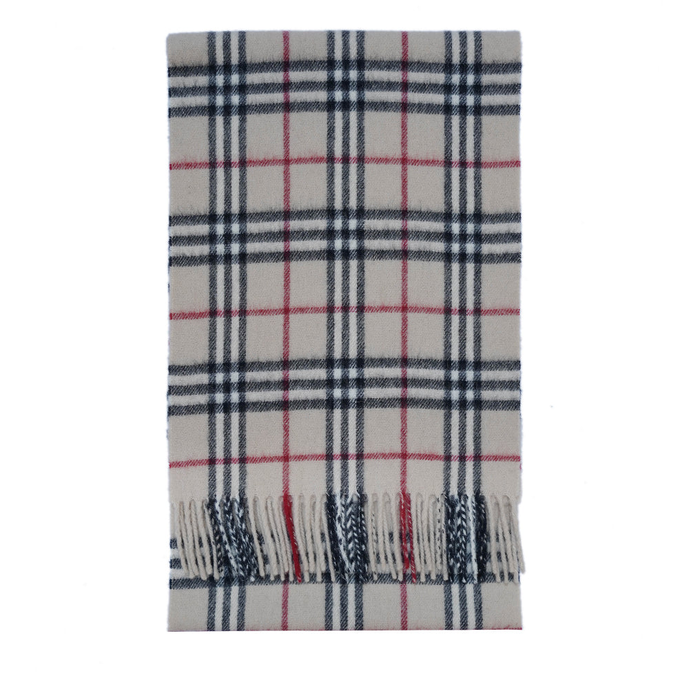 Merino Wool Plaid Print Vintage Pre-Loved Scarf